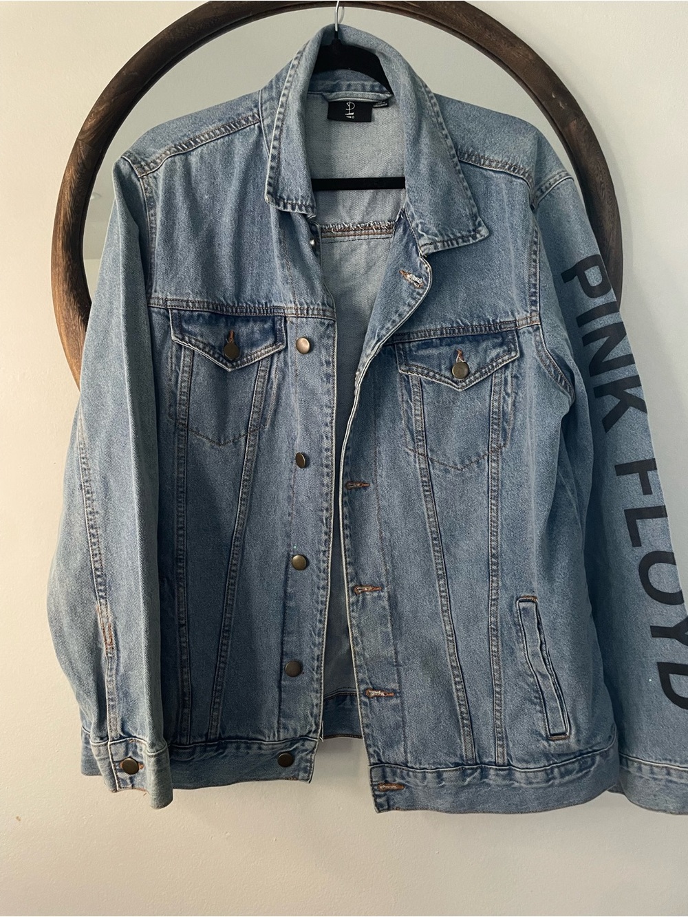 Pink Floyd Multicolor Tie-Dye Back Jean Jacket - Blue Denim - Picture 2 of 2